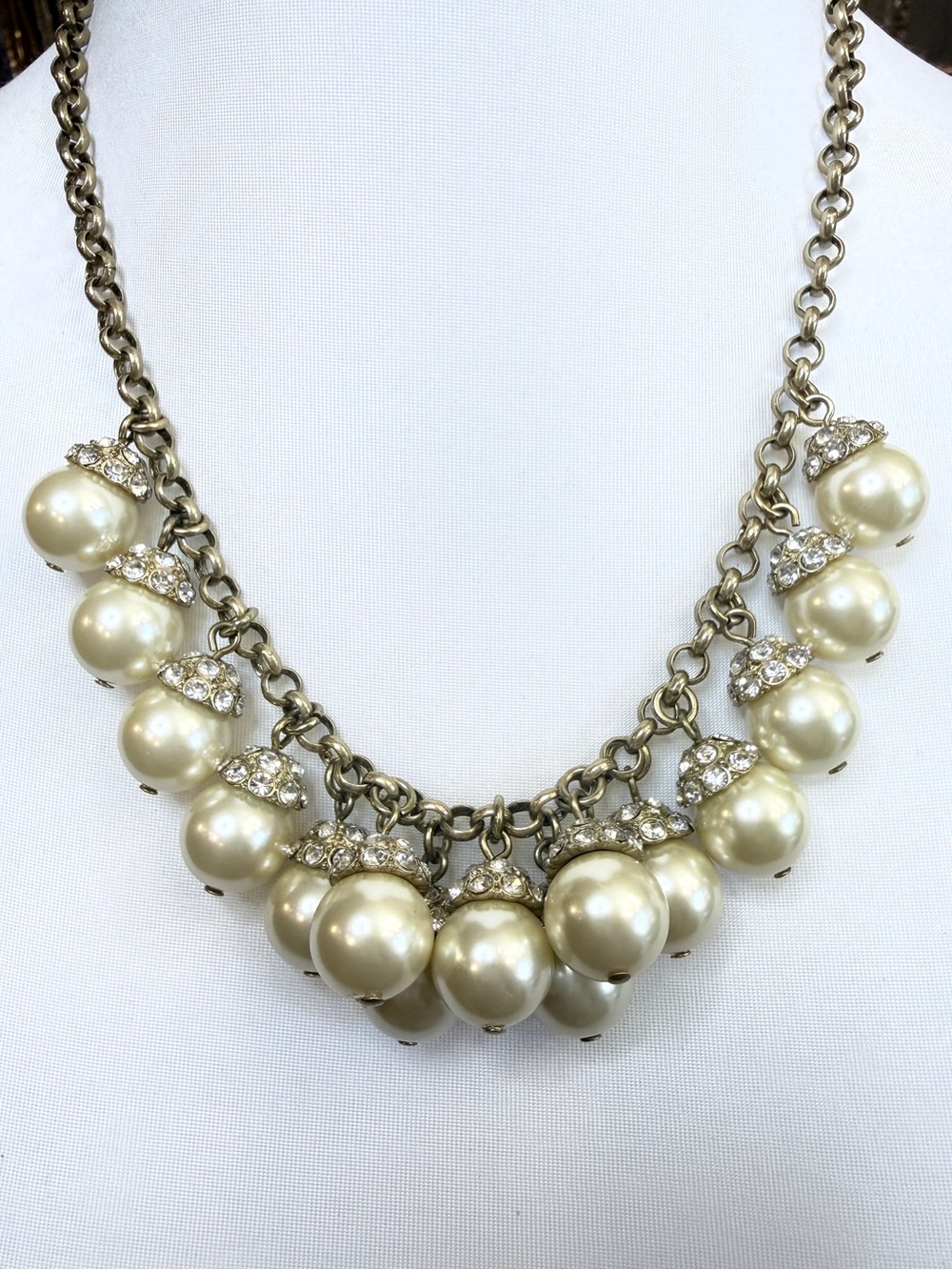 J. Crew Pearl and Rhinestone Statement Necklace